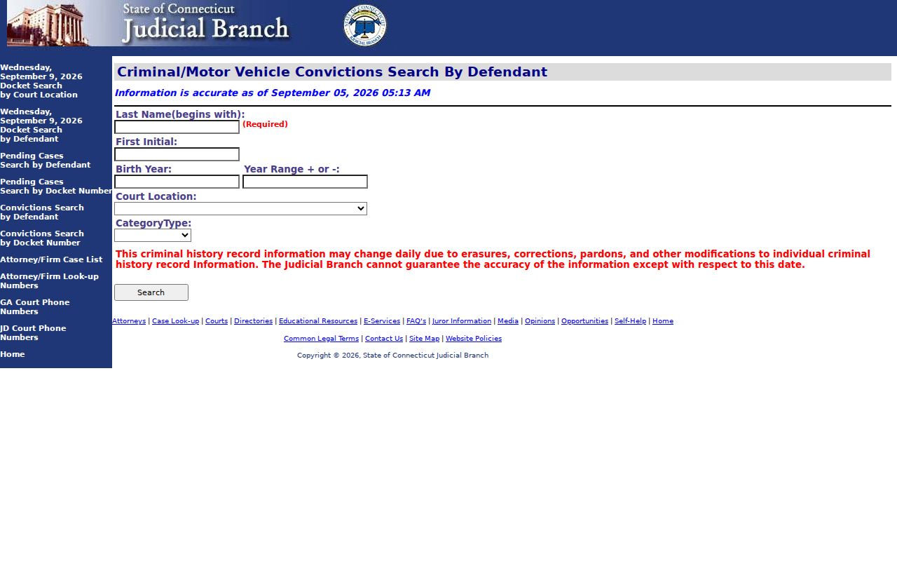 New Haven County warrant records disposition search