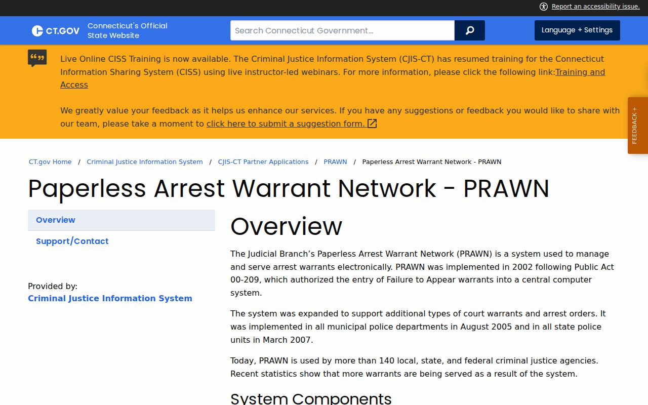 New Haven County active warrant search PRAWN overview