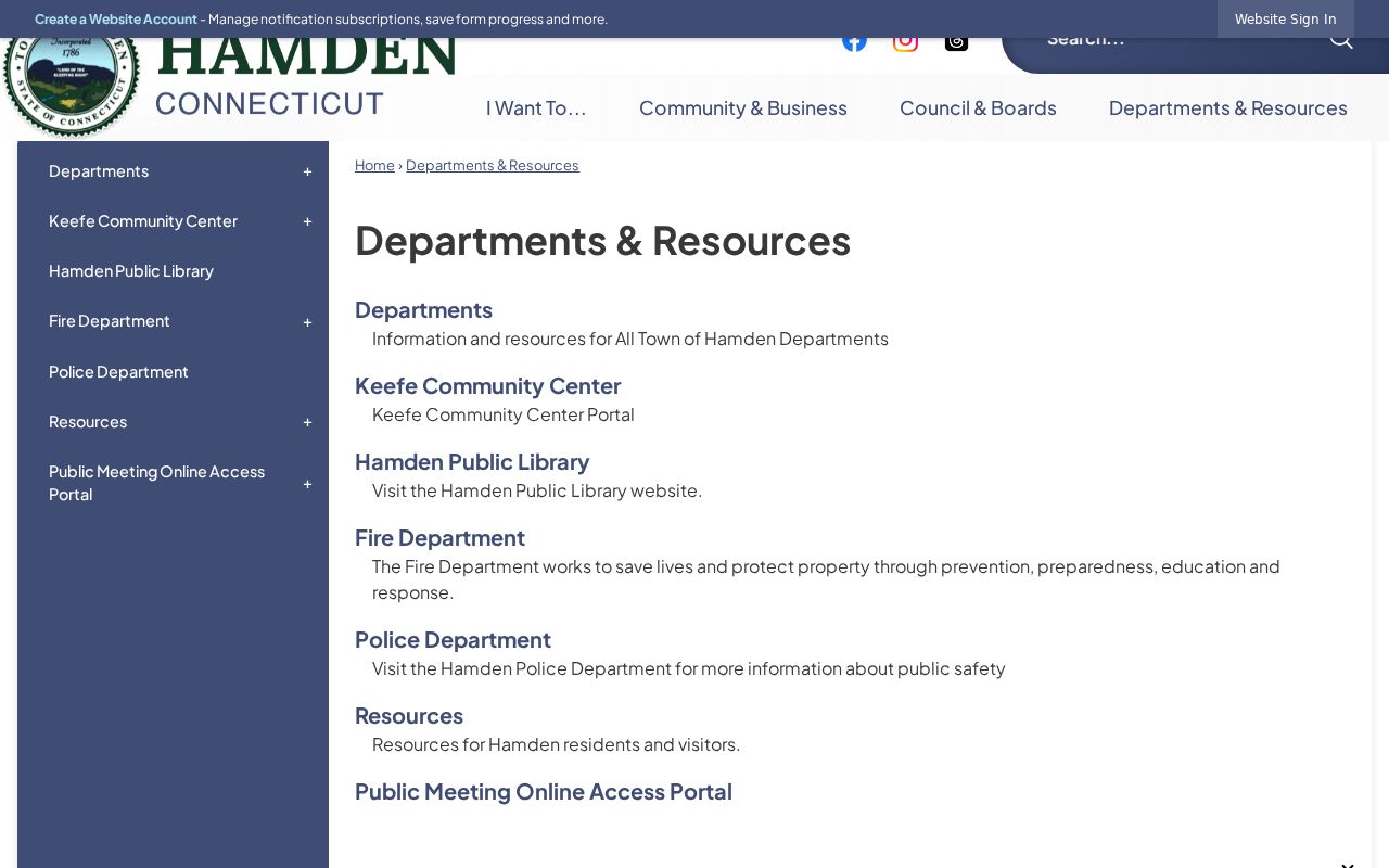 Hamden warrant records town departments routing page