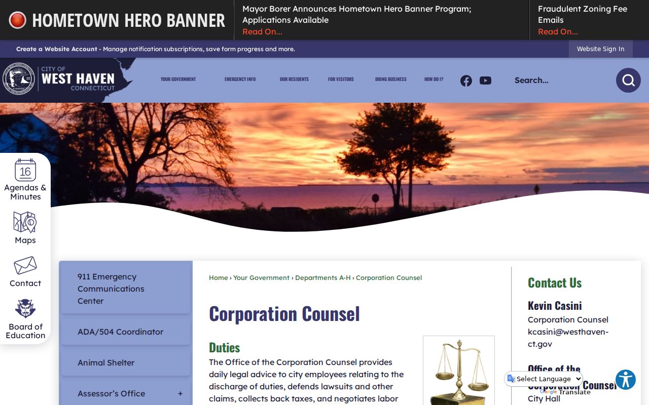 West Haven warrant records Corporation Counsel FOIA page