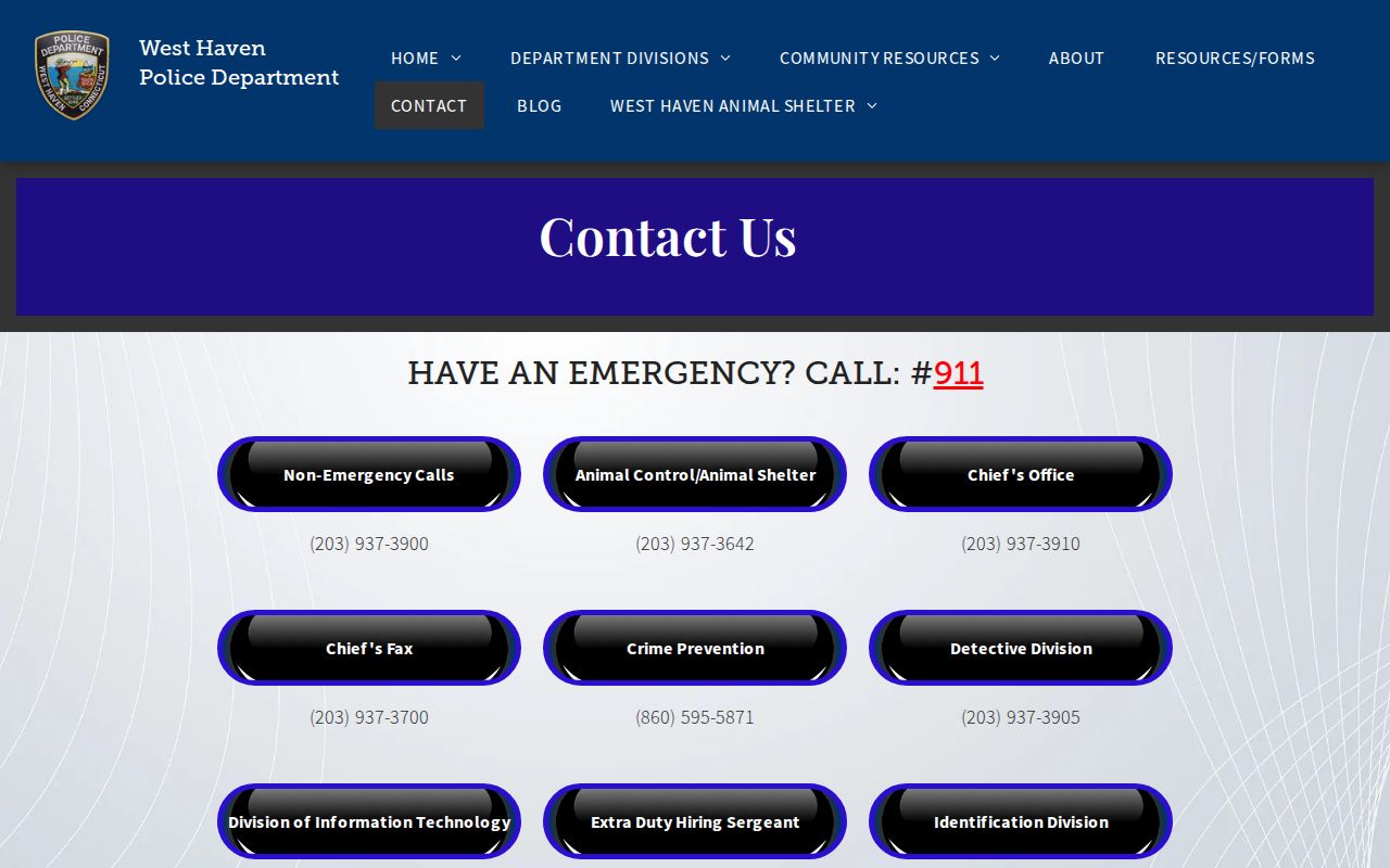West Haven warrants official Police contact and records page