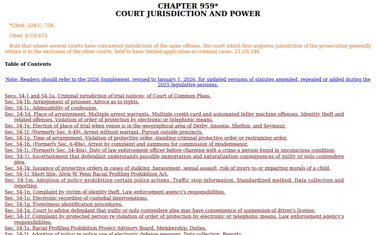 New Haven County arrest warrant criminal procedure statutes